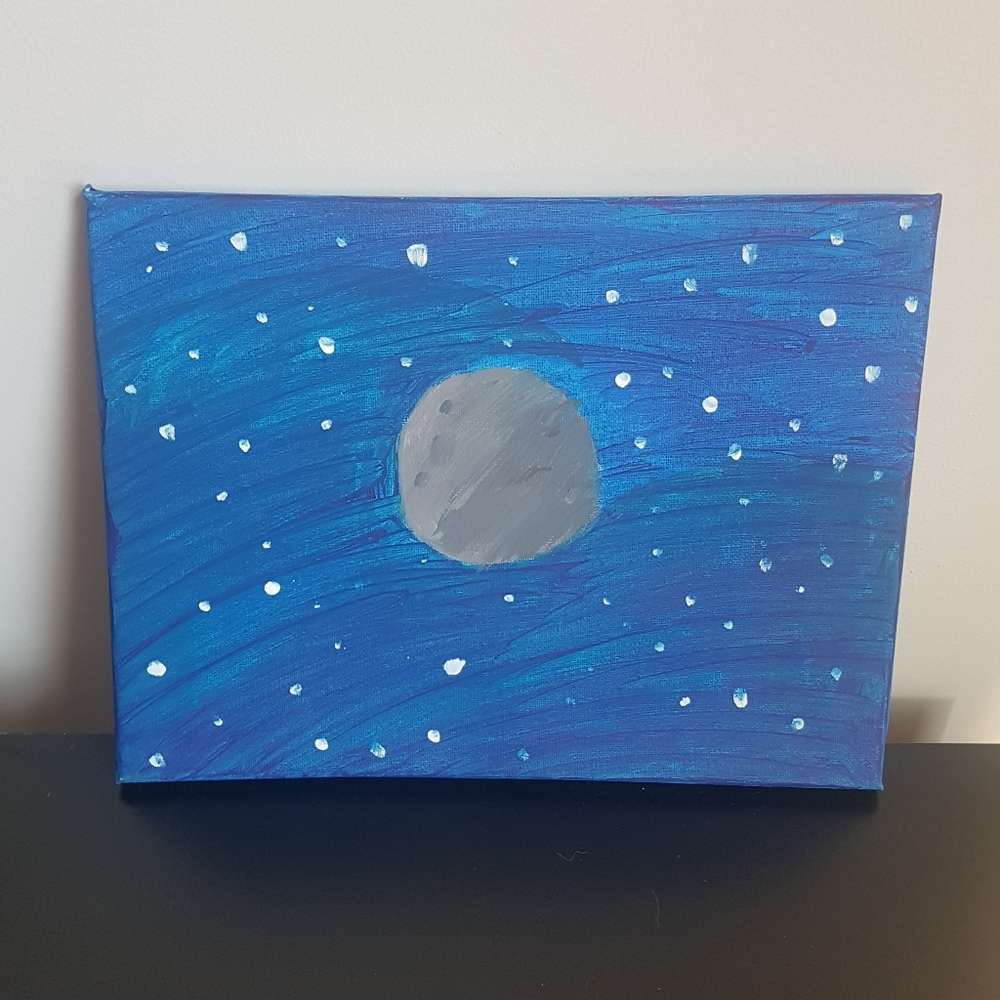 NEW Moon in a Starry Sky, Original Painting
